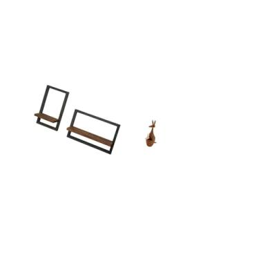 Imagem de Fenteer Prateleiras de Parede Flutuantes de Madeira Rústica Moderna com Estatueta de Animal para Decoração, Ideal para Cozinha, Escritório, Quarto, Sala de Ja