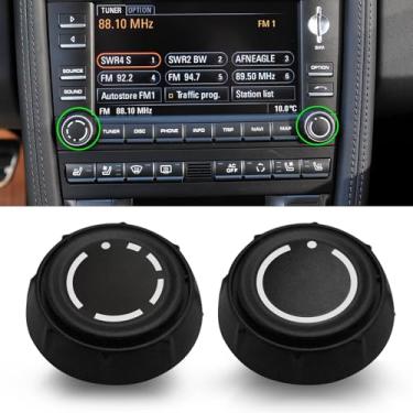 Imagem de Jaronx Compatível com botão de volume de rádio Porsche para Boxster 2009-2012/911 2009-2011/Cayman 2010-2012/Cayenne 2008-2009, interruptor de discagem PCM esquerdo direito, substituição de botões de