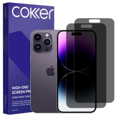 Imagem de COKER Pacote com 2 protetores de tela de privacidade para iPhone 14 Pro Max, antiespião, dureza 9H, à prova de estilhaçamento, antiarranhões, impressões digitais, filme PET sensível ao toque, filtro