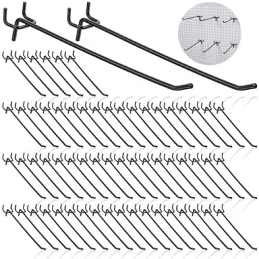 Imagem de Meyeyaia 100 ganchos pretos para quadro de pegboard, ganchos de aço inoxidável de 20 cm para quadro de estantes, acessórios de cozinha, loja