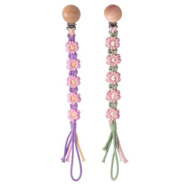 Imagem de Clipe de chupeta Symbolife Daisy Macrame Cotton 30 cm feito à mão
