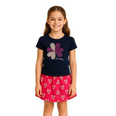 Imagem de Conjunto Infantil Menina Blusa e Shorts Saia Kyly-Feminino