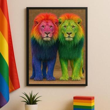 Imagem de Quadro Lgbt Fotografia Casal De Leões Gay 45X34Cm - Vidro - Quadros On