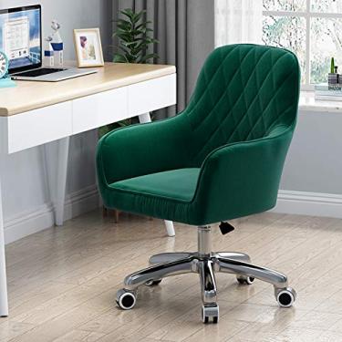 Imagem de Cadeira de mesa giratória para escritório em casa, cadeira de trabalho de veludo dourado, cadeira de computador ergonômica ajustável, cadeira de maquiagem no meio das costas, suporte lombar para