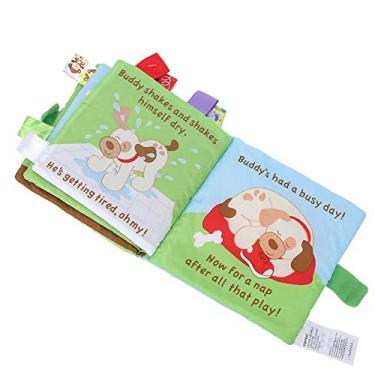 Imagem de Yunir Livro de Pano, Chocalho de Animal Fofo, Brinquedo de Aprendizagem Precoce para Coordenação Manual, Hora da História do bebê (Padrão de cachorrinho)