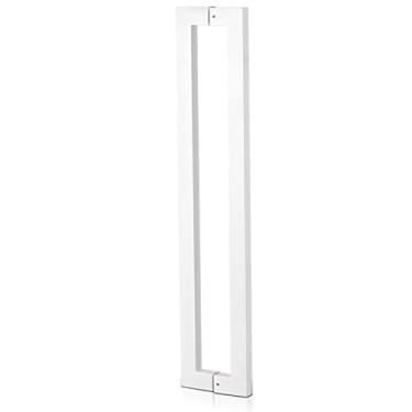 Imagem de Puxador de porta puxador de porta de celeiro de madeira de vidro, puxador de porta de entrada resistente comercial com encaixe de instalação, maçaneta de porta de puxar interior exterior (cor: branco