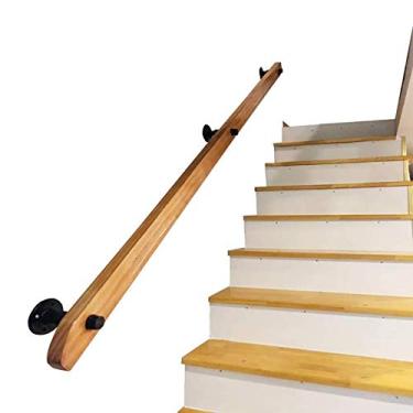 Imagem de Corrimão de escada de madeira antiderrapante para casa contra a parede para ambientes internos de sótão para idosos corrimãos de suporte de corredor (1 pés-20 pés) (tamanho: 0,6 m)