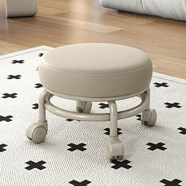 Imagem de Banqueta cosmética banqueta com rodinhas pequenas rodas para loja, garagem, jardim, bancos, portáteis, rolantes, multifunções, banco redondo para assento (B) (B) (F)