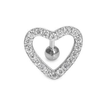 Imagem de Piercing Umbigo Aço Cirúrgico Coração Invertido com Zircônias - M2 Pie
