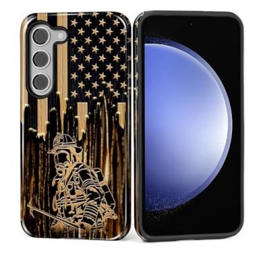 Imagem de MQJCYB Capa para Samsung Galaxy S23 Plus, híbrida, resistente, 2 em 1, proteção robusta à prova de choque, brilhante para Samsung Galaxy S23 Plus bandeira de bombeiro