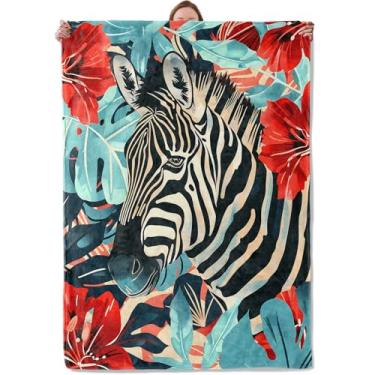 Imagem de Cobertor de zebra para mulheres adultas, cobertores macios e quentes de flanela para acampamento, quarto, sala de estar, sofá, decoração de viagem 127 x 152 cm