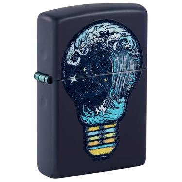 Imagem de Zippo Isqueiro de bolso fosco marinho com design de ondas tóxicas e luz preta