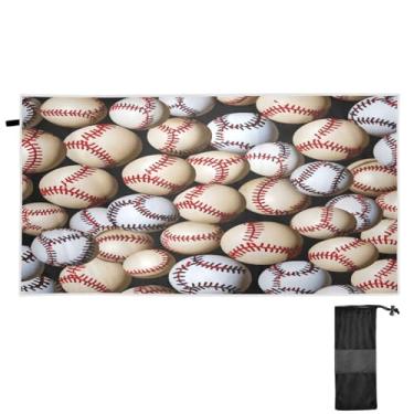 Imagem de ATTX Toalha de praia com padrão de bolas de beisebol 76 x 152 cm - Cobertor de microfibra leve de secagem rápida e resistente à areia para piscina, ioga, academia e viagens | Esportes de banho de