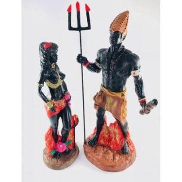 Imagem de Imagem Exu E Pomba Gira Casal Escultura Resina Estatua 25 Cm - Lua Mis