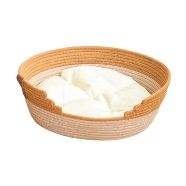 Imagem de WeiLaiKeQi Cama de gato trançada de corda de algodão cesta cama de dormir para animais de estimação casa de gato suprimentos para animais de estimação para gatos, L