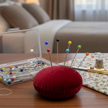 Imagem de 250 peças de alfinetes de costura para tecido - alfinetes retos, alfinetes multicoloridos para costurar, mapa de artesanato faça você mesmo, 3 cm de comprimento