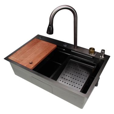 Imagem de Cuba Inox Preta Pia Cozinha Gourmet Luxo 75x46cm