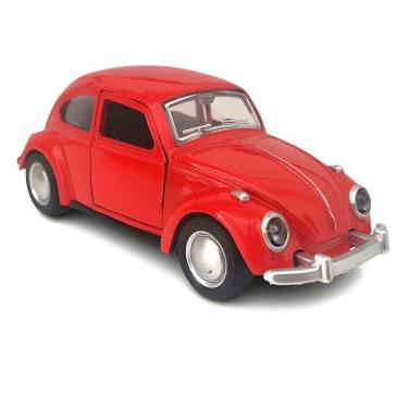 Imagem de Miniatura Carrinho De Metal Antigo Fusca Colecionável Vermelho