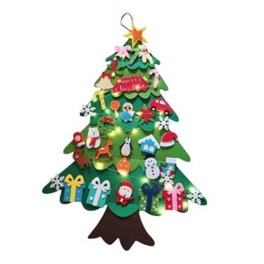 Imagem de Fenteer Árvore de Natal de feltro para fazer você mesmo, ideal para crianças, com enfeites removíveis, Style B