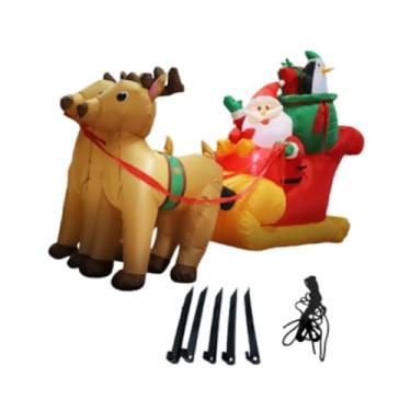 Imagem de Fancyes Trenó inflável de Natal com Papai Noel e rena, decoração natalina às intempéries para jardim, praça, quintal e gramado, 2.2 Milhões