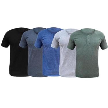 Imagem de Kit 5 Camisas Henley Masculina Slim Gola Portuguesa Nao Amassa Varias 