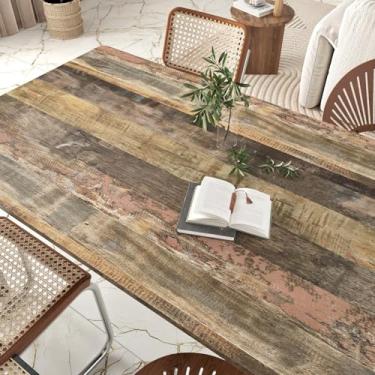 Imagem de Skyblur Papel de contato com tábuas de madeira Shiplap para bancadas, papel de contato de madeira sintética, papel de parede marrom Shiplap 40 x 299 cm, rolo de papel de parede autoadesivo removível