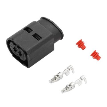 Imagem de VekAuto Kit de plugue de conector de chicote de fiação de carro de 2 pinos compatível com Mercedes-Benz, conector terminal de fio fêmea de plástico preto série 3,5 mm à prova d'água