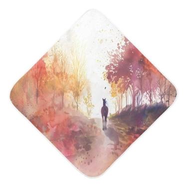 Imagem de Toalhas de bebê com capuz toalha de bebê ultra macia absorvente floresta cavalo musselina algodão toalhas de banho para recém-nascidos bebês 76 x 76 centímetros