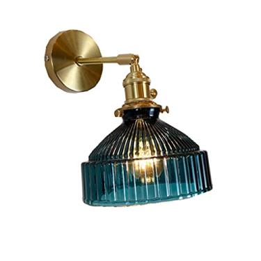 Imagem de Luminária de parede interna em vidro com interruptor, acabamento em latão, ideal para sala de estar, quarto, escritório, cozinha, loft, bar, ajustável em 180° (verde)