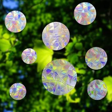 Imagem de 21 peças de adesivos de janela arco-íris, decalques de parede com acabamento espelhado refletivo, filme de PVC para decoração de quarto e sala de estar