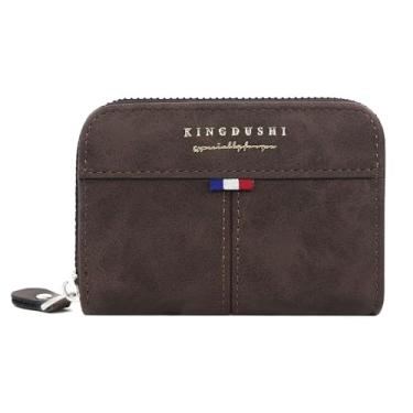 Imagem de Carteira frontal de couro minimalista para homens – Porta-cartões com bloqueio fino com design de acordeão com vários bolsos e bolso para moedas, Preto, Minimalista e elegante