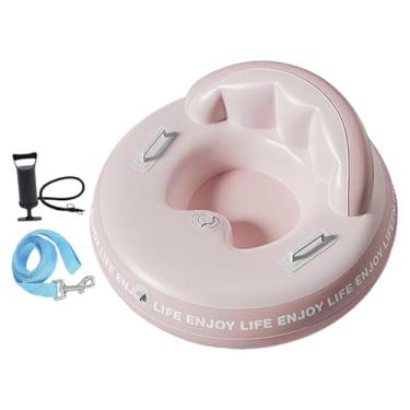 Imagem de Colaxi Trenó inflável com base rígida para neve, brinquedo de inverno, ideal para atividades ao ar livre, Rosa