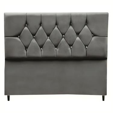 Imagem de Cabeceira Cama Box Estofada Casal 140 Cm Geovana Suede Cinza