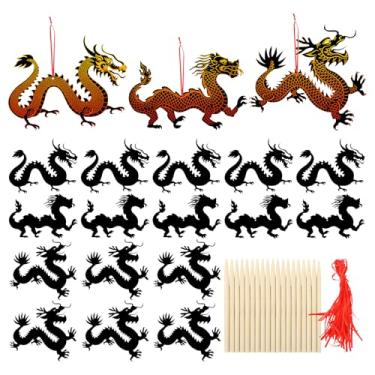 Imagem de Motipuns Magic Color Scratch Chinese New Year Dragons Set 48 Scratch Cards, 24 Styluses, 48 Red Strings for Creative Fun and Festive Decor