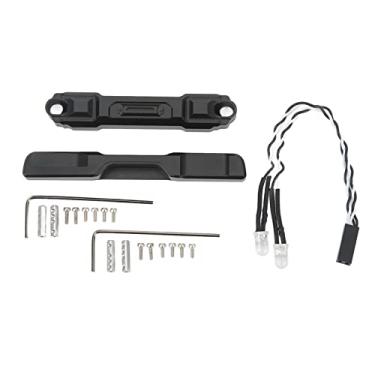 Imagem de CUOFYUNL RC pára-choque dianteiro e traseiro em liga de alumínio preto com luz branca LED suporte de pára choque RC para axial SCX24 AXI00005 AXI00002