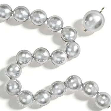 Imagem de Balões de elos prateados, 60 peças de balões de ligação com cauda para arco de parede e correntes de balão, balão de ligação rápida para casamento, aniversário, chá de bebê, formatura, decorações de