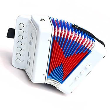 Imagem de SPYMINNPOO Instrumento Musical Acordeão Infantil, Brinquedos de Acordeão 2 Baixos 7 Teclas, Adequado para Crianças Em Festas de Aniversário, Material Plástico (Branco)