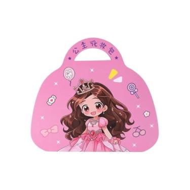 Imagem de Kit Infantil Maleta de Maquiagem Princesa, Rosa, com 6 Sombras, Pincéis, Pedrinhas Decorativas, Livro com Rosto, 21x24x3cm, para Crianças a partir de 4 Anos