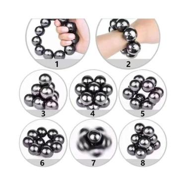 Imagem de Pulseira De Terapia Magnética Masculina Com Contas Redondas De Pedra D