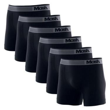 Imagem de Kit 6 Cuecas Boxer Mash Microfibra Sem Costura 710.01, G, Preto