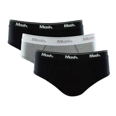 Imagem de Kit Cueca Slip Mash 3 Peças Masculina Algodão Elástico, M, Preto 02