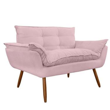 Imagem de Namoradeira Poltrona Sofá decorativa 02 Lugares Opalla Pés Palito Rosê