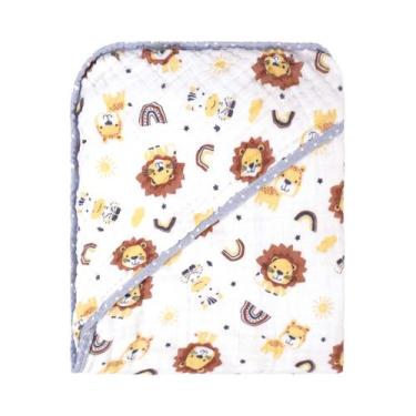 Imagem de Toalha de Banho Soft para Bebê 70 cm x 70 cm Bublim, Leão Azul, Não ap