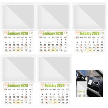 Imagem de Adesivo 2 em 1 para calendário de carro 2026 em 1 com bolso transparente para pendurar, mini calendário, porta-cartões para cartões de visita, carro, geladeira, casa, pacote com 5
