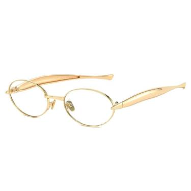 Imagem de Óculos de Sol UV400 - Cor Jelly, Oval, Pequeno, Metálico, para Homens e Mulheres, Esportes ao Ar Livre, Corrida e Ciclismo, Dourado e Branco