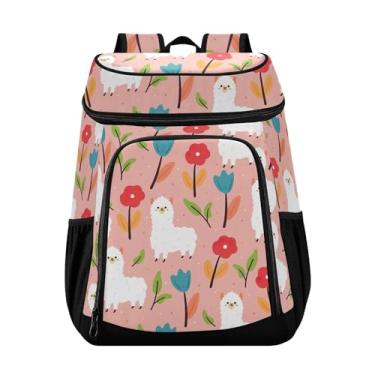 Imagem de Mochila feminina com desenho animado de lhama, 36 latas, piquenique, para almoço, piquenique, pesca, caminhadas, acampamento, praia, parque