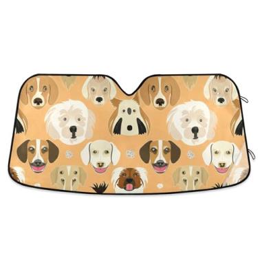 Imagem de Custom Playful Cute Dog Breeds Orange Car Windshield Sun Shade Engraçado Retrátil Dobrável Acessórios de Carro Cortinas de Janela Para-brisa Frontal M, 139.7 cm x 70.1 cm