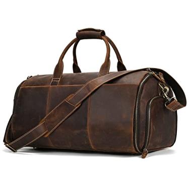 Imagem de Bolsa de couro para homens, bolsa esportiva conversível para viagem de fim de semana, bolsa de viagem 2 em 1, mala pendurada