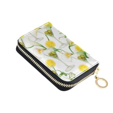 Imagem de Carteira feminina floral com estampa amarela de limão com zíper e bloqueio de RFID, linda carteira minimalista para dinheiro de viagem com bolso para moedas