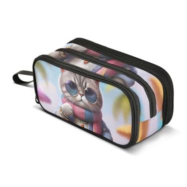 Imagem de Estojo para lápis com zíper, moda, gatinho, fofo, gato, bolsa de armazenamento de lápis para sala de aula, bolsa de canetas para meninos, material escolar escolar escolar